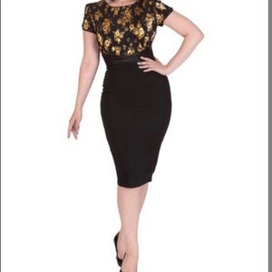 Tatyana Black and Gold Splendor Dress